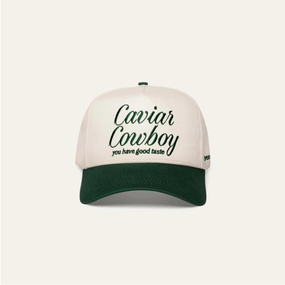 Caviar Cowboy Two-Tone Cream and Green Trucker Hat